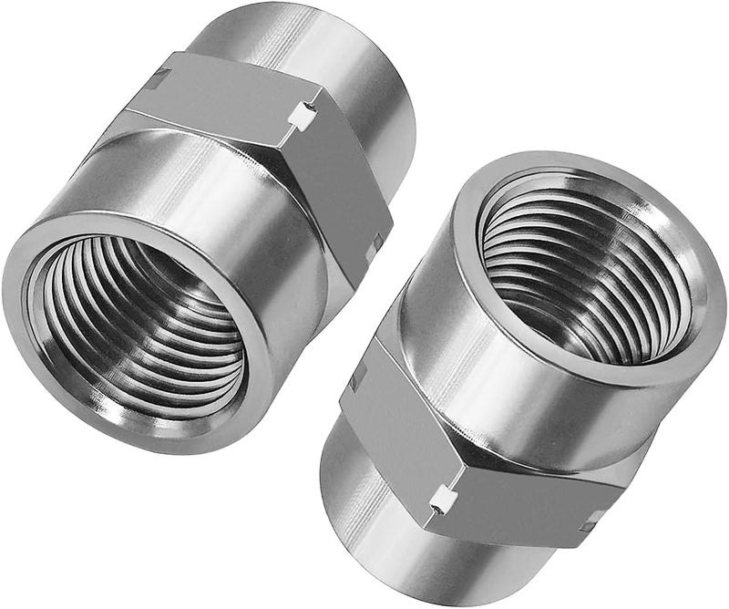 beduan Stainless Steel Reducing Coupling Adapter 1/2" NPT Female x 1/4" NPT Female Hex Coupler Pipe Fitting for Air Water Gas Oil(Pack of 2) - Image 1